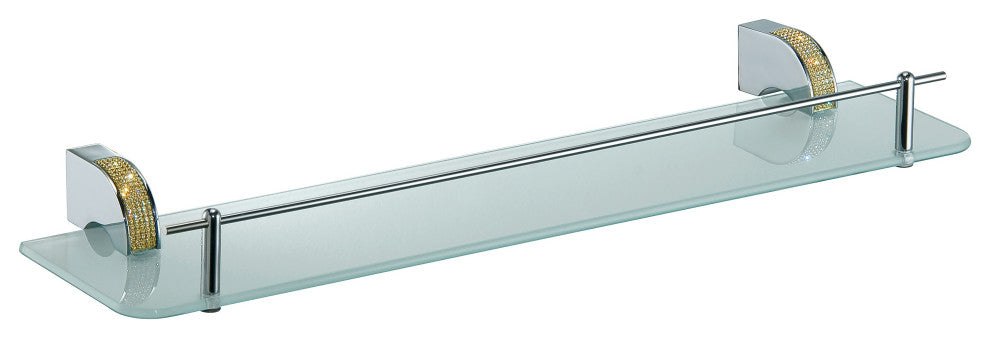 Cecilia Swarovski Crystals Bathroom Glass Shelf With Railing. Bathroom shelf, Polished Chrome Golden Crystals