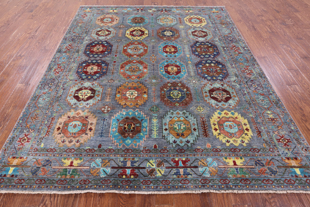 8' 0" X 9' 8" Handmade Fine Turkmen Ersari Wool Rug Q10565