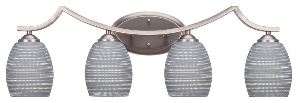 Zilo 4 Light Bath Bar Shown, Graphite Finish With 5" Gray Matrix Glass
