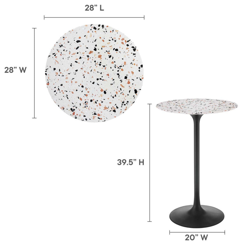 Lippa 28" Round Terrazzo Bar Table, Black White