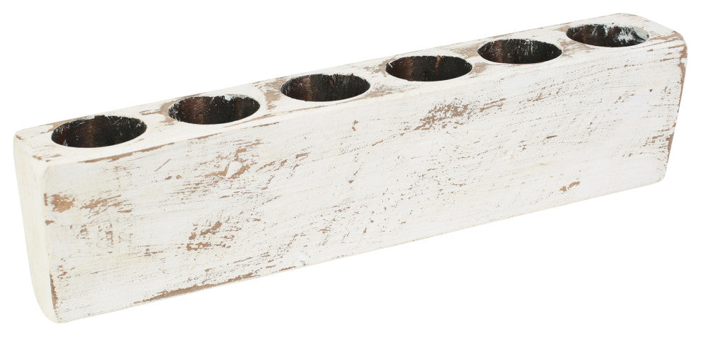 Small Sugar Mold-6 Hole-Mold Only Wood Candle Holder, Pure White
