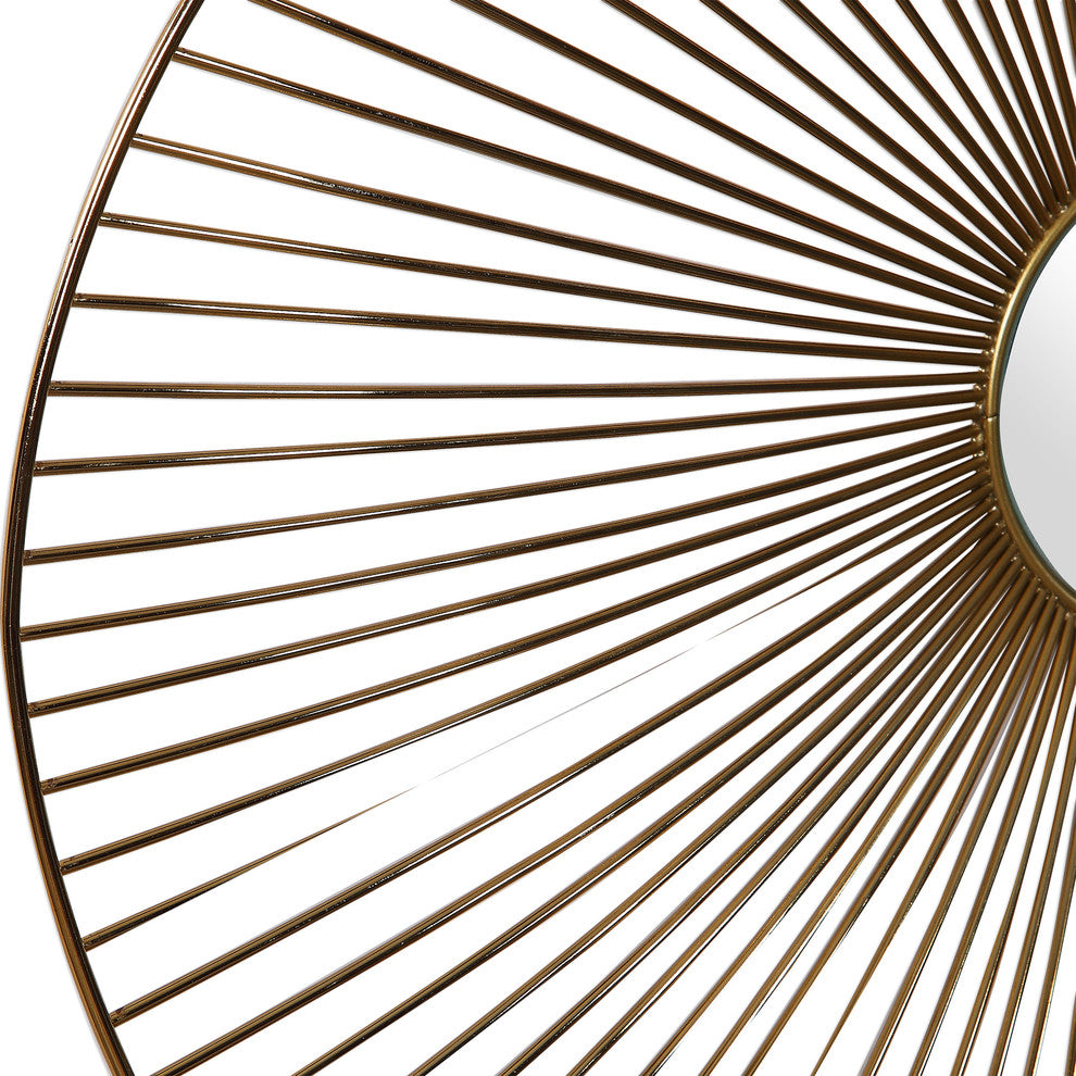 Modern Mirrored Gold Wall Sculpture Set 3 | Flower Sunburst Organic Shape Open