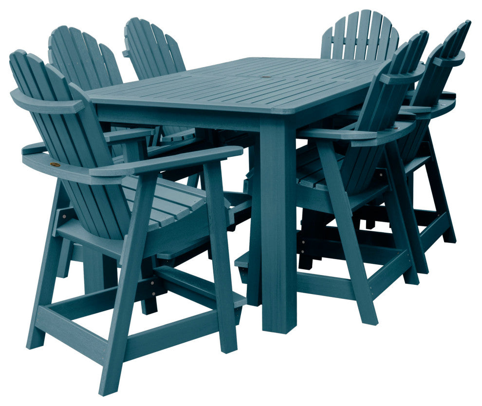 Muskoka 7-Piece 42x72 Counter Bistro Dining Set, Weathered Acorn, Nantucket Blue