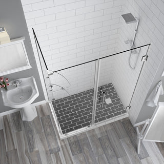 BromleyGS 69.25"-70.25"x32.375"x72" Frameless Corner Hinged Shower Enclosure