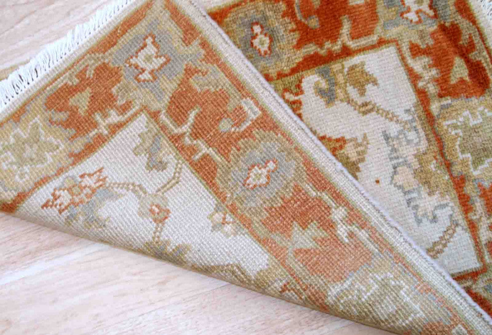 Handmade Vintage Indo-Mahal Rug, 2.1'x3.2', 1980s, White, Orange, Blue, Olive