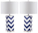 Safavieh Chevron 27" High Stripe Table Lamps, Set of 2, Navy