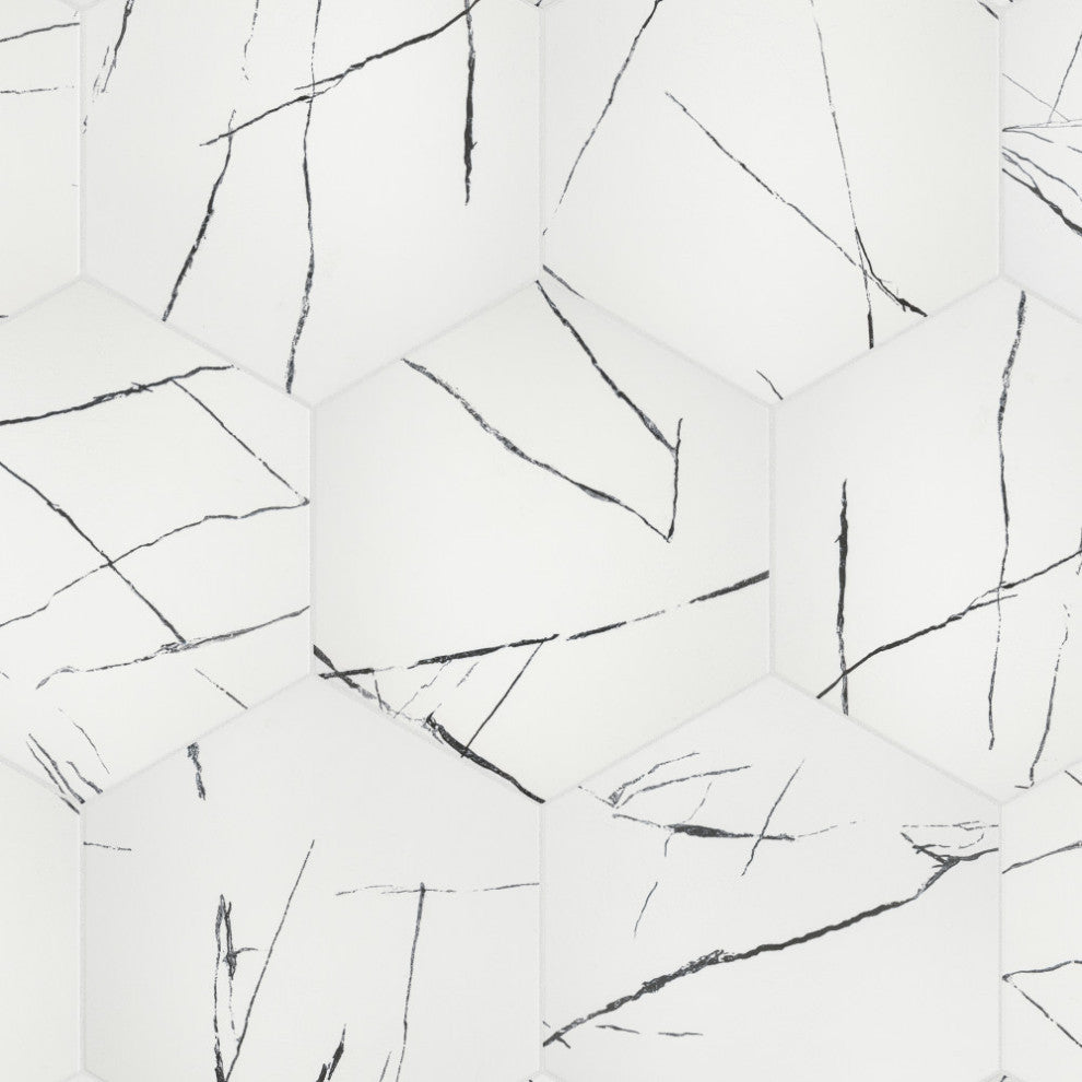 Visium Hex White Porcelain Floor and Wall Tile