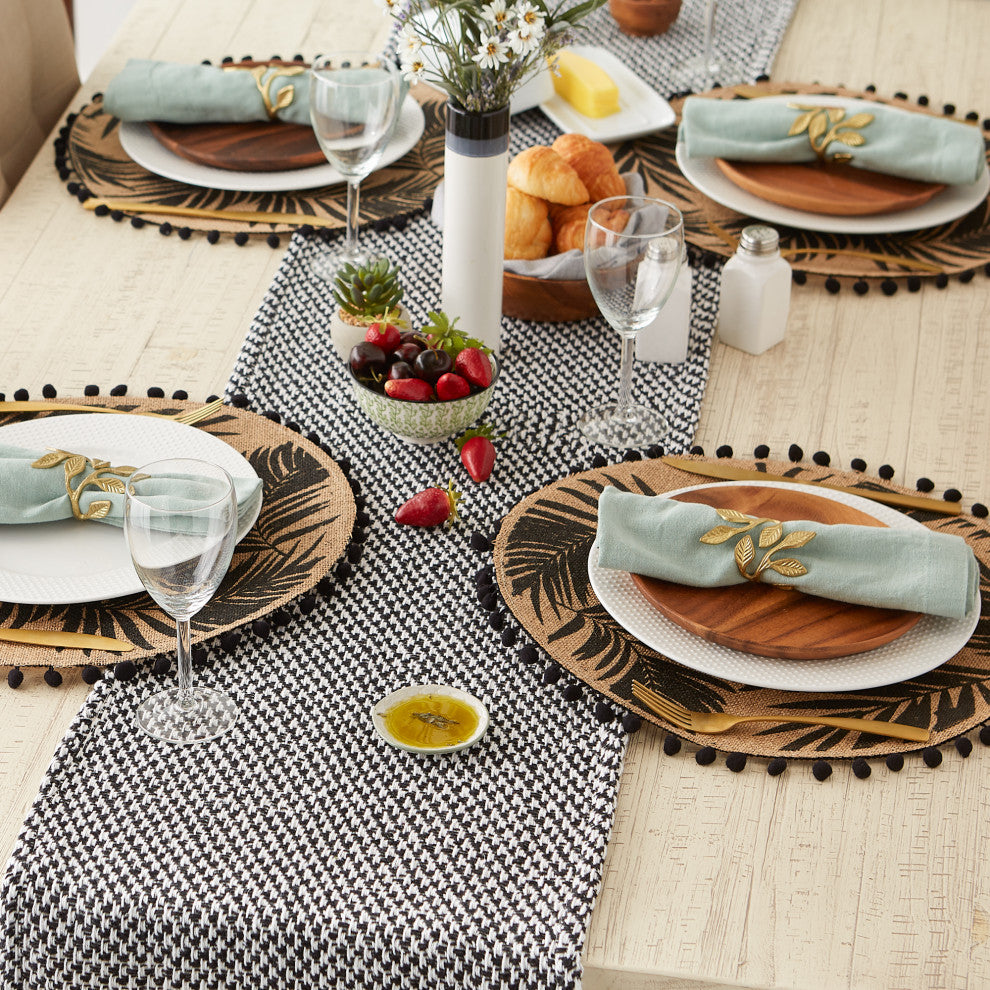 Black Woven Table Runner 15x72