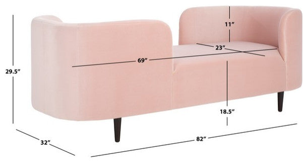 Safavieh Couture Frieda Velvet Tete A Tete Chair, Light Pink