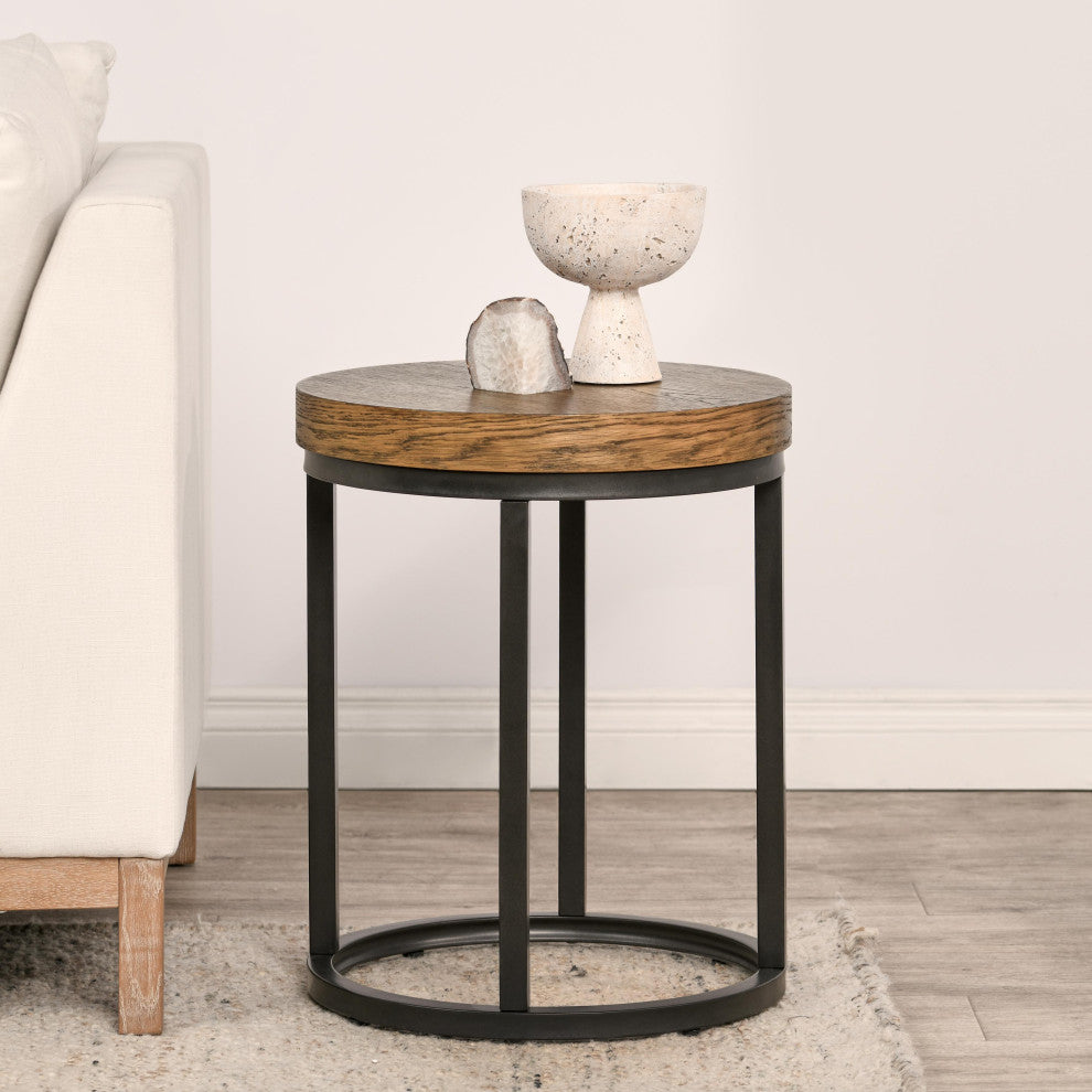 Catta 18" Round Wood End Table Light Brown