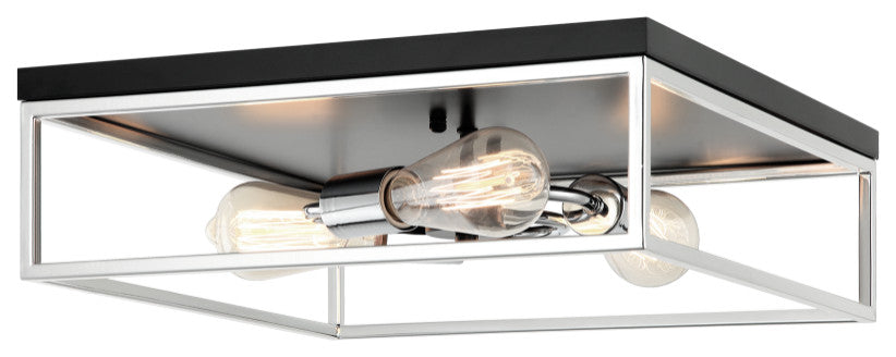 Matteo Lighting M15543BKCH Flush Mount Light, Black / Chrome Finish