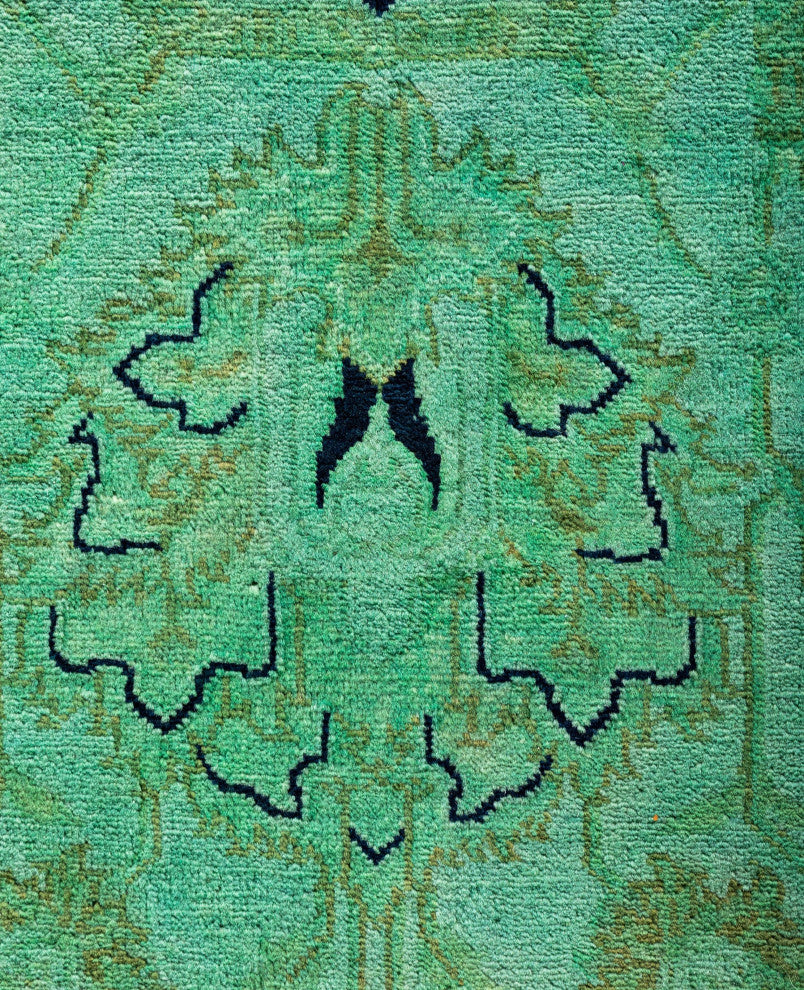 Overdyed One-of-a-Kind Hand-Knotted Area Rug Green, 8' 1" x 10' 3"