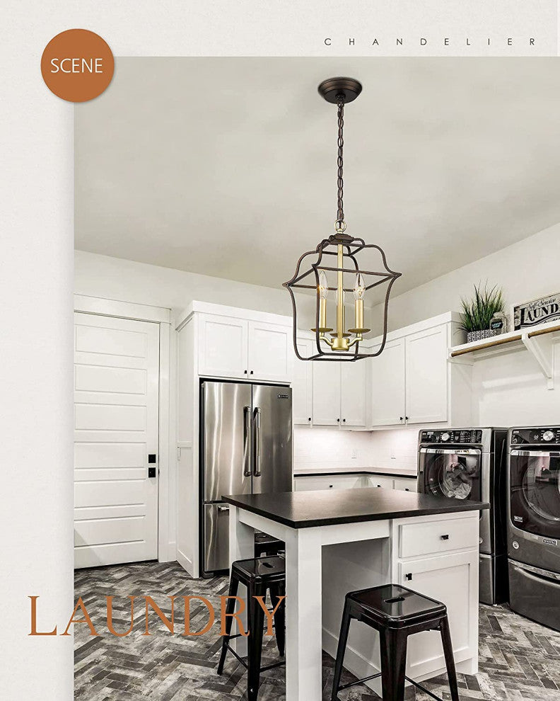 3 Light Lantern Pendant Light Fixture Farmhouse Cage Chandelier