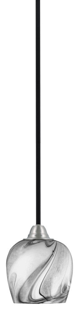 Paramount Mini Pendant, Matte Black & Brushed Nickel, 6" Onyx Swirl