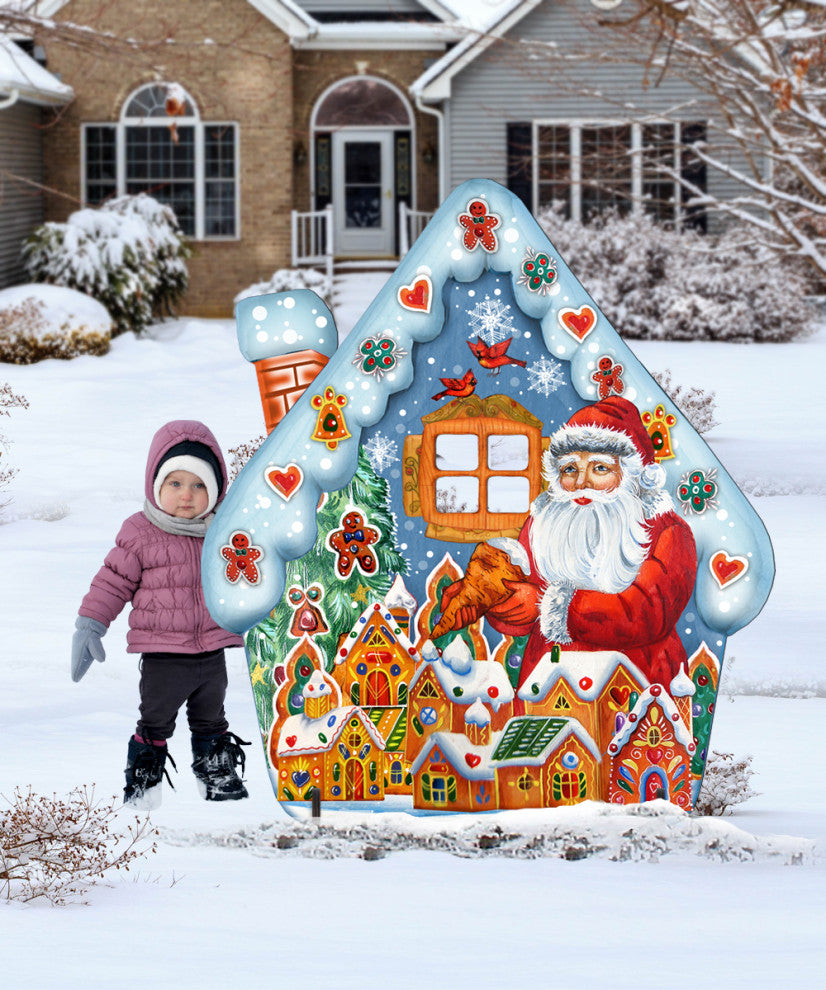Gingerbread House Freestanding Wooden Lawn Decor