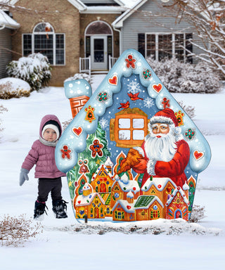 Gingerbread House Freestanding Wooden Lawn Decor