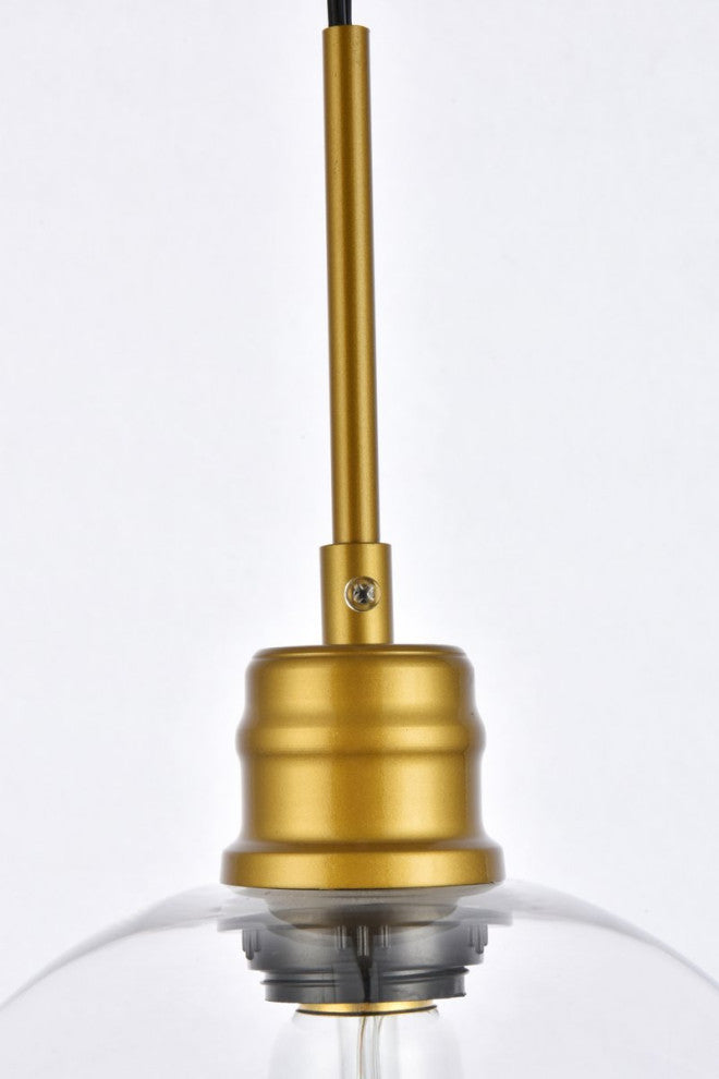 Edgar 1-Light Brass and Clear Glass Plug-In Pendant