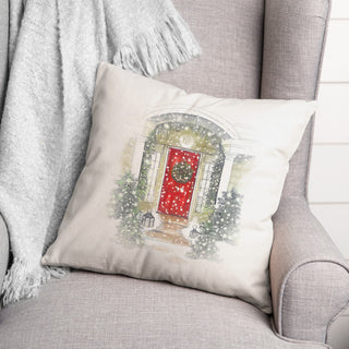 Home For Holidays Door 20x20 Spun Poly Pillow