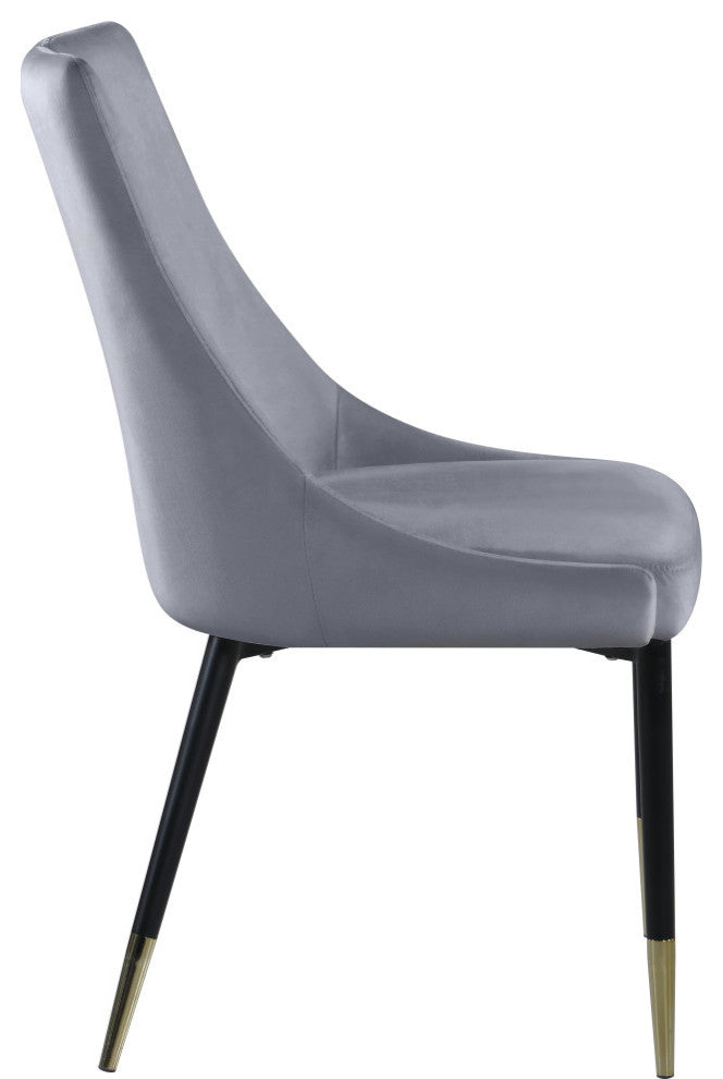 Sleek Velvet Upholstered Dining Chair (Set of 2), Gray