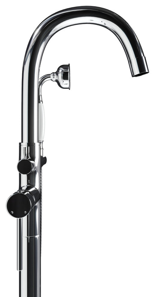 CastelloUSA Neptune Freestanding Tub Filler Faucet, Chrome, Drift Handle