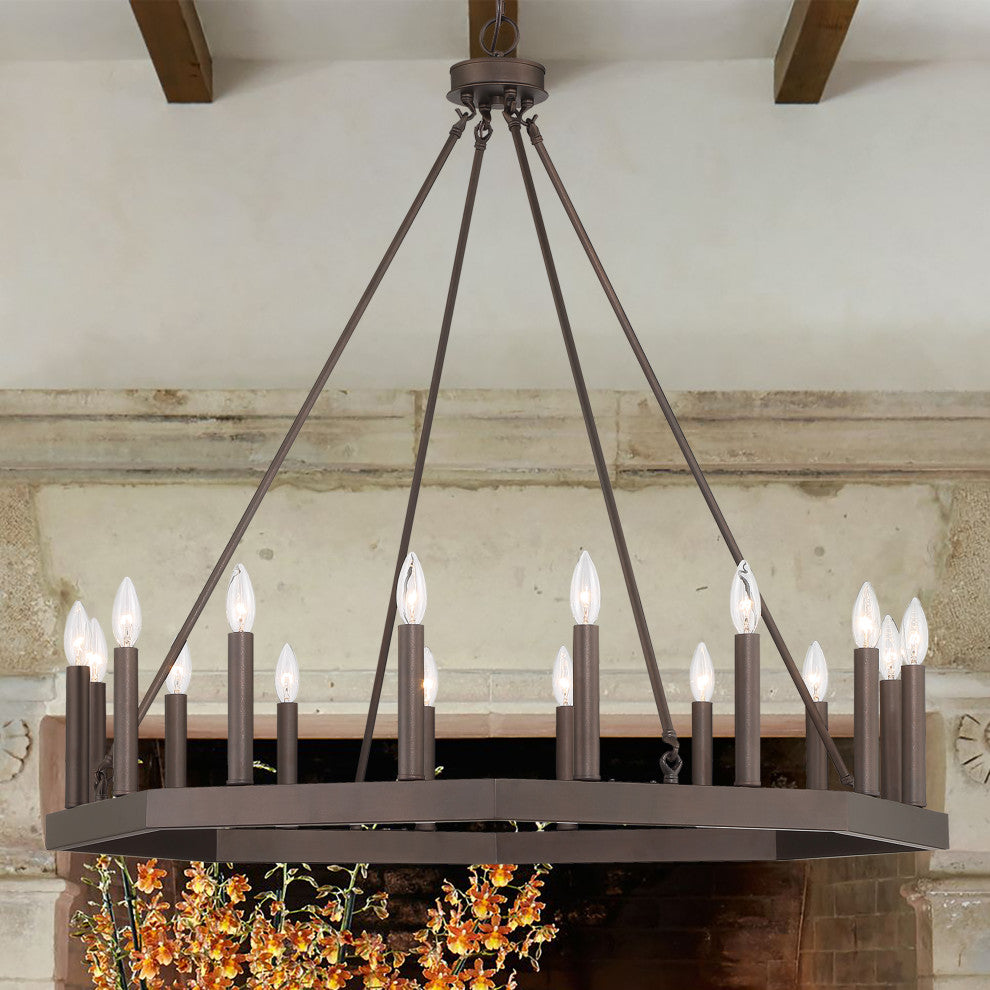 16-Light Octagonal Chandelier, Oil Rubbed Bronze