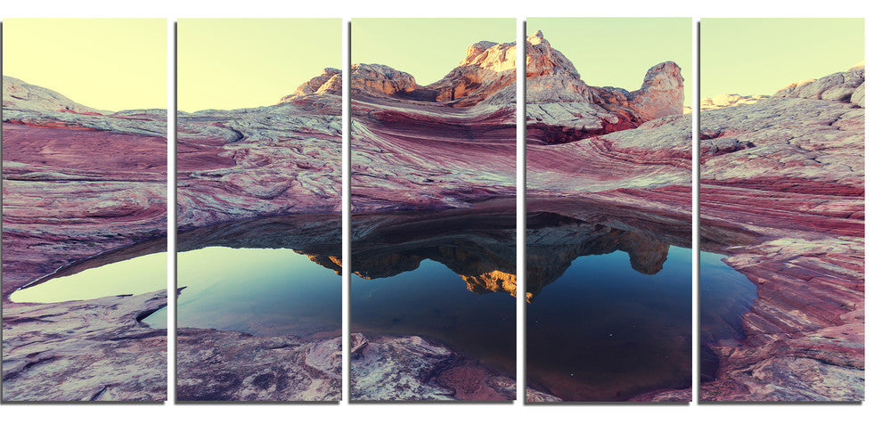 Purple Tinged Vermilion Cliffs, Landscape Canvas Art Print, 60"x28", 5 Panels