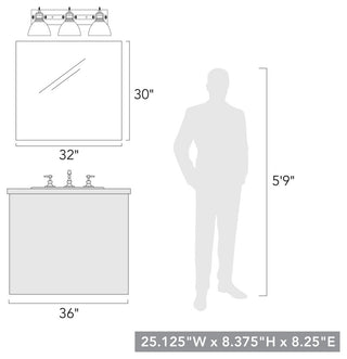Hines 3-Light Bath Vanity, Rubbed Bronze, Seeded Glass