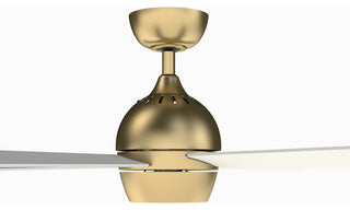 Kwad, 44" Brushed Satin Brass With Matte White Blades and LED Light Kit