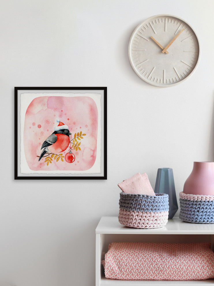 "Santa Bird" Framed Painting Print, 18x18
