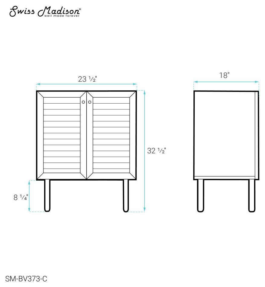Bron 24" Bathroom Vanity, Oak- Cabinet Only