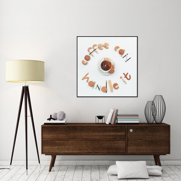 "Food Lettering: Coffee Can Handle It"  by Dina Belenko, 41x41"