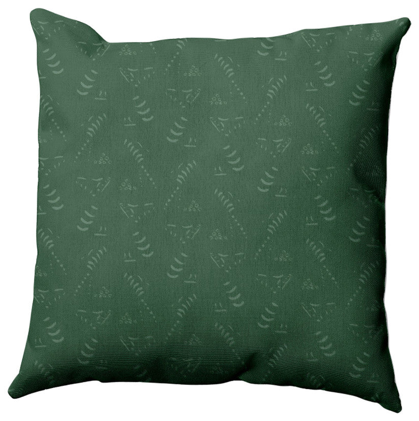 Muted Bongo Outdoor Pillow, Dark Green, 16"x16"