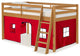 Twin Wood Junior Loft Bed With Brown With Red And Blue Bottom Tent