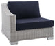 Conway Sunbrella Outdoor Patio Wicker Rattan Left-Arm Chair - Light Gray Navy