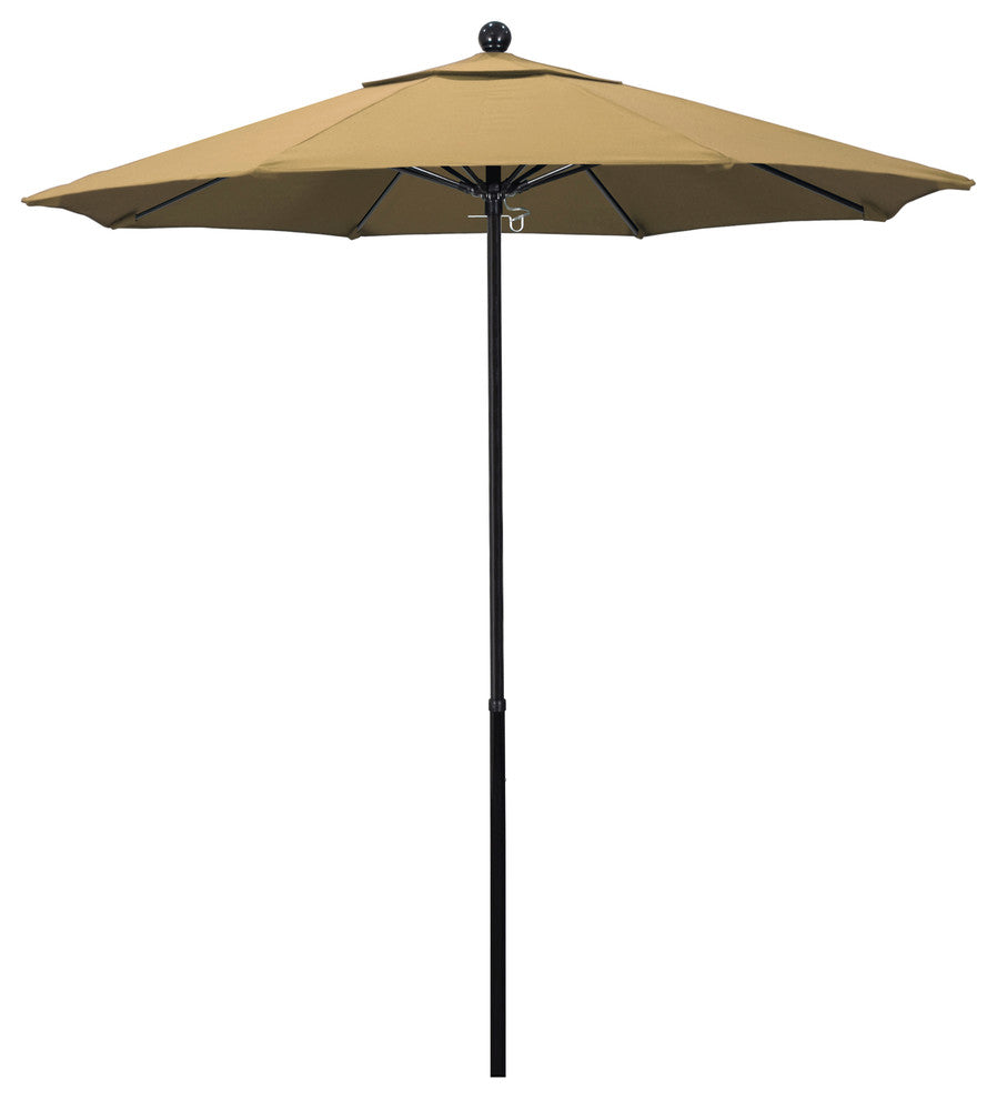 7.5'  Black Push Lift Fiberglass Umbrella, Champagne Olefin