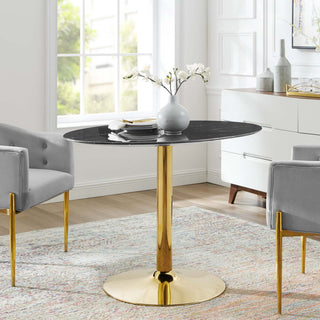 Verne 42" Artificial Marble Dining Table Gold Black