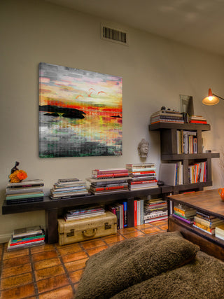 "Birds in the Sunset" Fine Art Canvas Print, 48"x48"