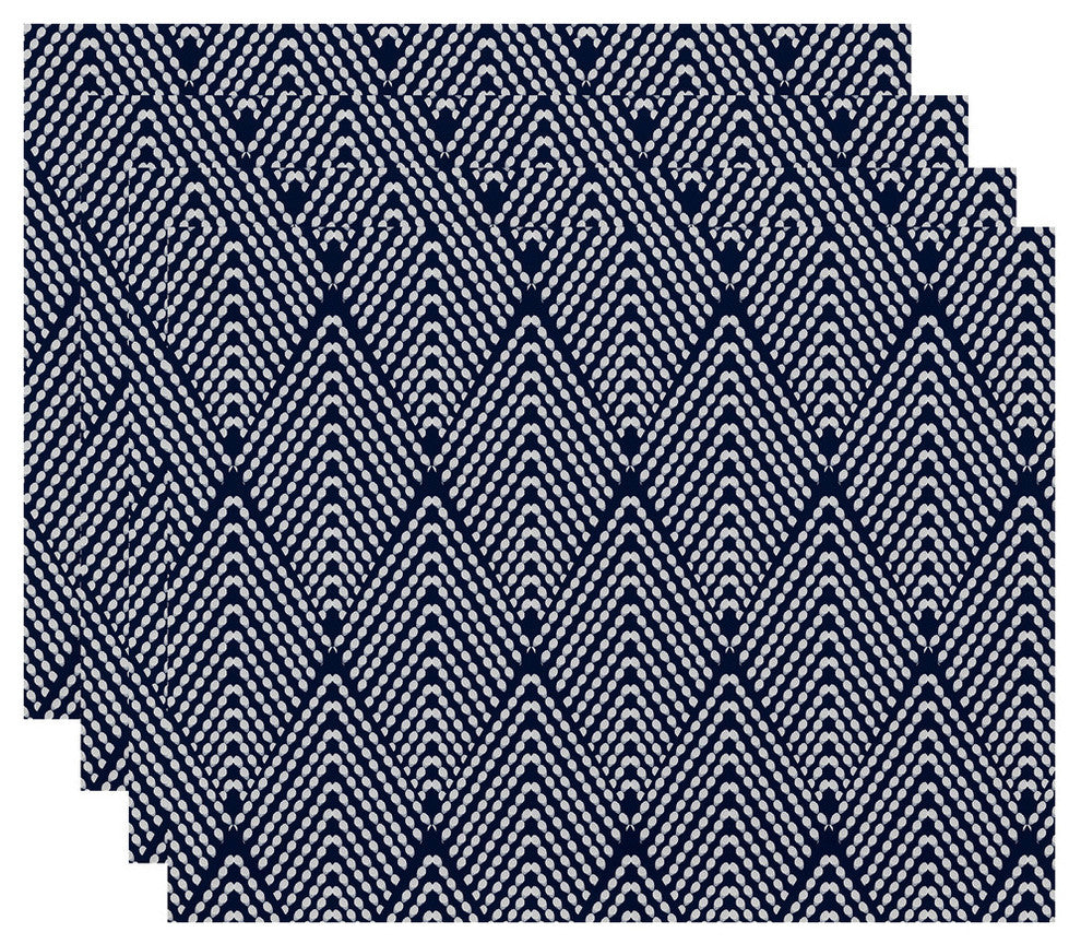 Lifeflor, Geometric Print Placemat, Navy Blue (Set of 4), 18 x 14"