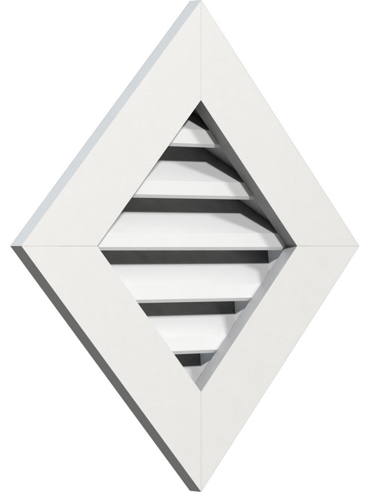 Diamond Gable Vent Functional, PVC Gable Vent With 1"x4" Flat Trim Frame