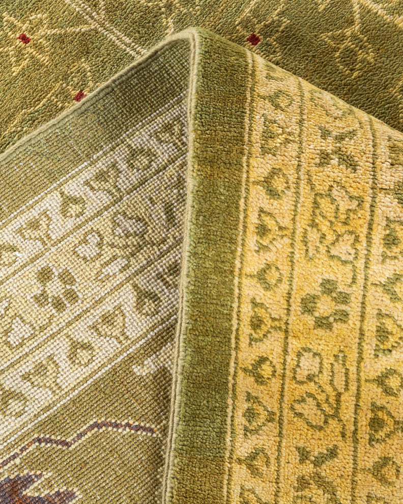 Eclectic, One-of-a-Kind Hand-Knotted Area Rug Green, 11' 10" x 14' 10"