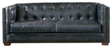 Top Grain Vintage Leather Tuxedo Sofa, Slate