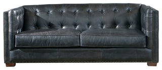 Top Grain Vintage Leather Tuxedo Sofa, Slate