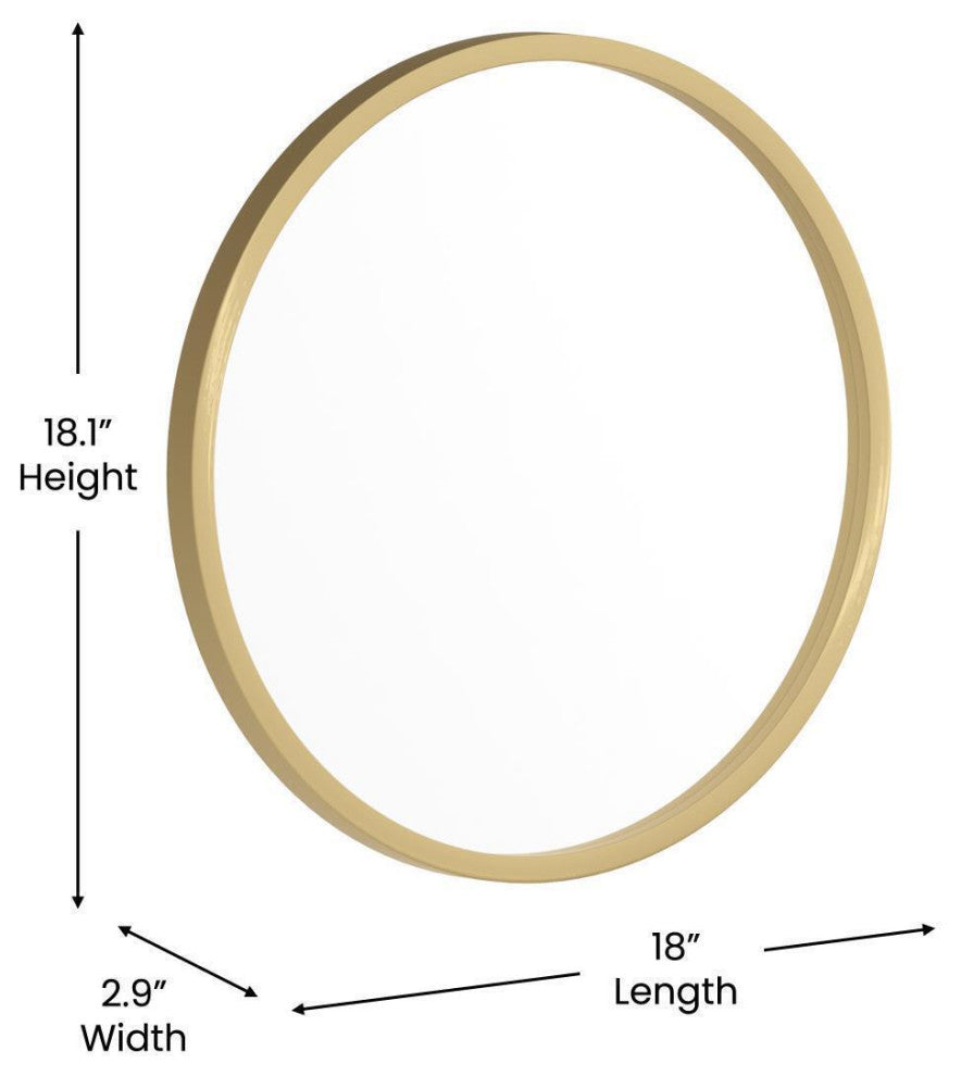 Julianne Round Metal Framed Wall Mirror, Gold, 16"