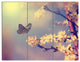 Vintage Butterfly with Flowers, Floral Canvas Art Print, 36x28, 3 Panels