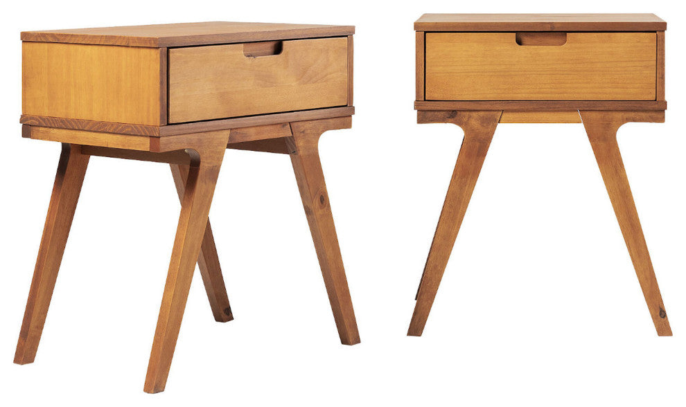 Mid-Century Modern Bridge-Leg Side Table Set "“ Caramel