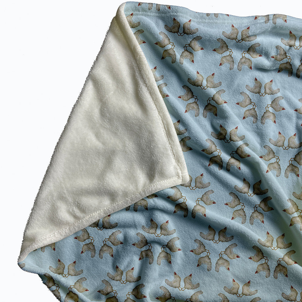 30 x 40 in Chickens-go-round Throw Blanket, After Rain Blue