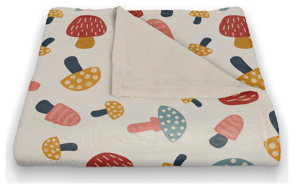 Colorful Cute Mushroom Pattern 50x60 Coral Fleece Blanket