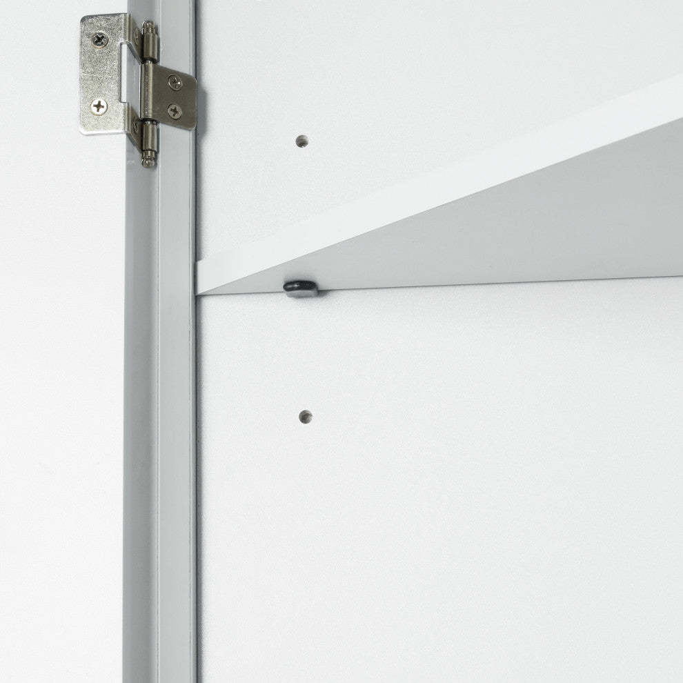 Stylish Triangle Bathroom Storage Cabinet with Adjustable Shelves, White