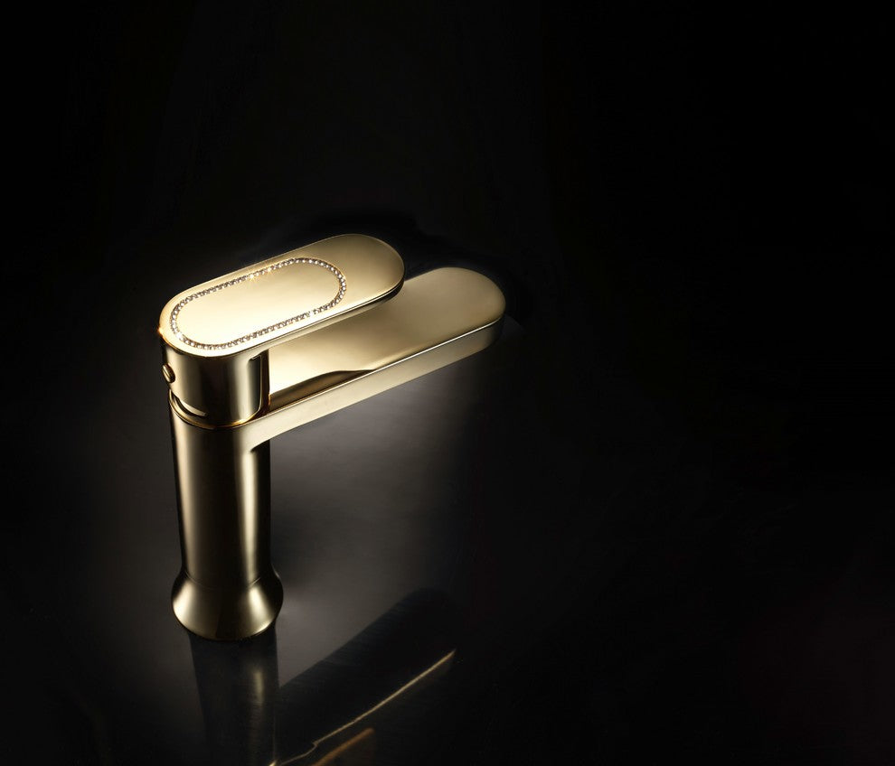 Chik Diamond Bathroom Sink Faucet, Polished Gold