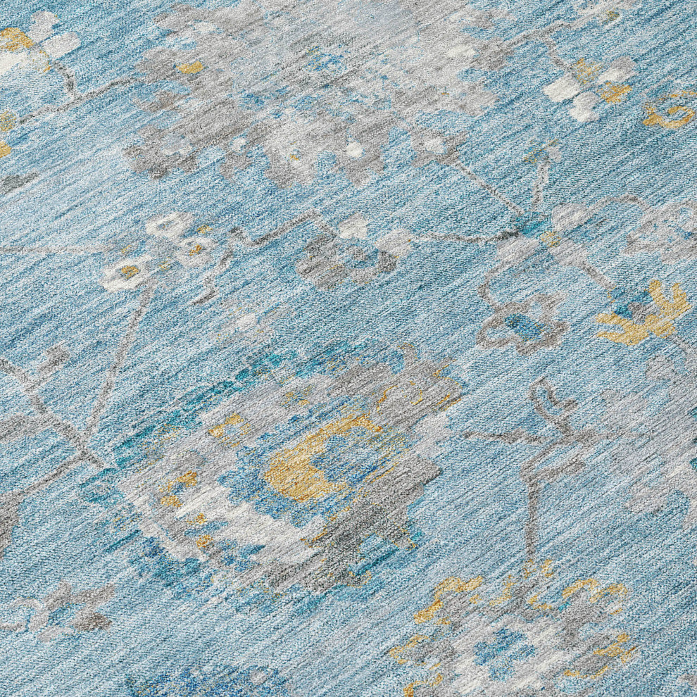 Machine Washable Indoor/Outdoor Chantille ACN1373 Teal 8' x 10' Rug